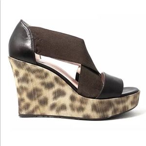 Taryn Rose Brown “Sawyer” Leopard Wedge Heels